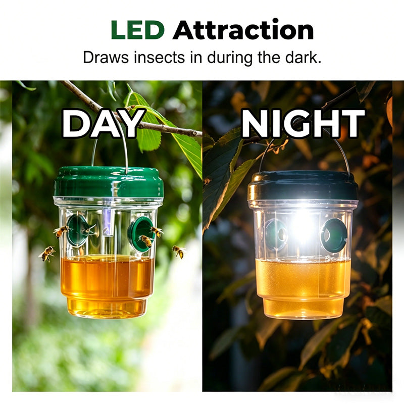 Solar-powered wasp trap for patios and gardens
