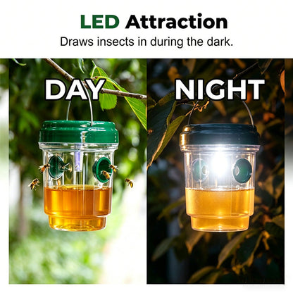 Solar-powered wasp trap for patios and gardens