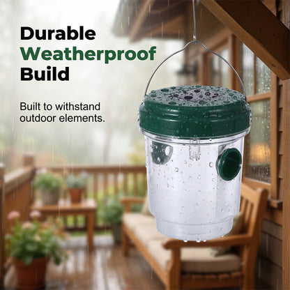 Solar-powered wasp trap for patios and gardens