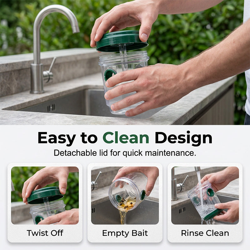 Solar-powered wasp trap for patios and gardens