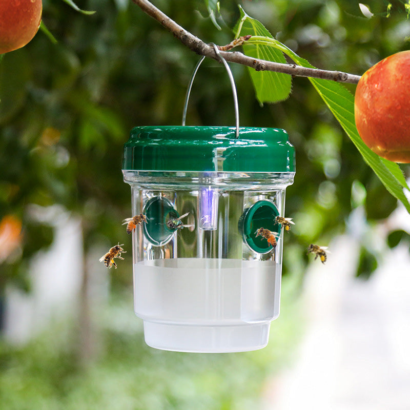Solar-powered wasp trap for patios and gardens